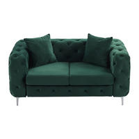 SOFA - 2 Personen - samt - grün Edwina - Grün, Textil/Metall (162/76/91cm) - Vente-Unique