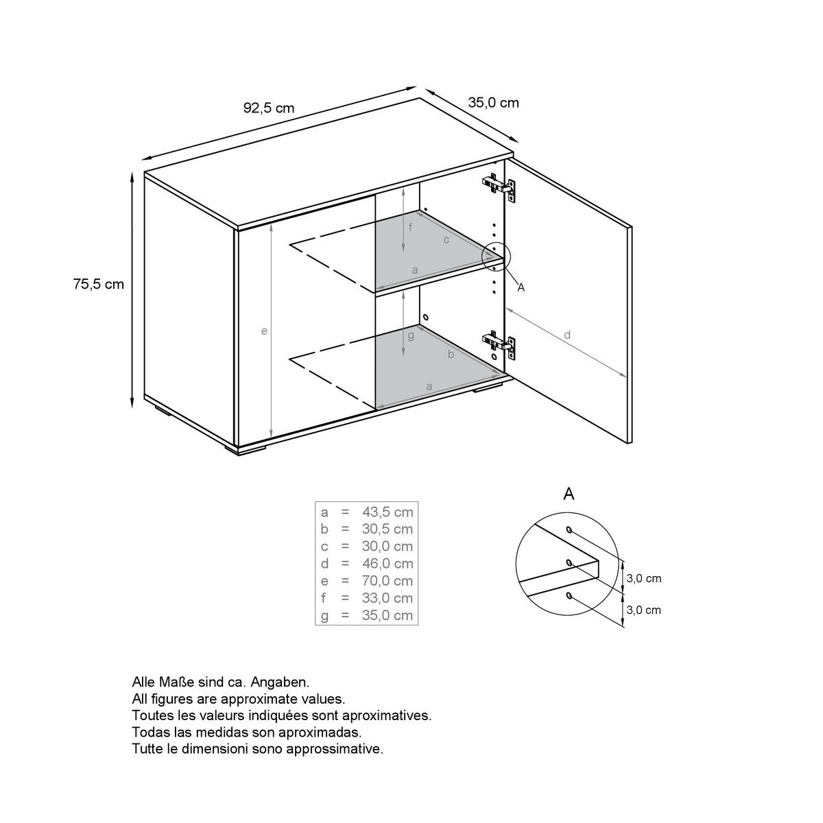 KOMMODE Skadu Sandgrau Hochglanz - Sandfarben, Holzwerkstoff (92.5/84.5/35cm) - Vladon