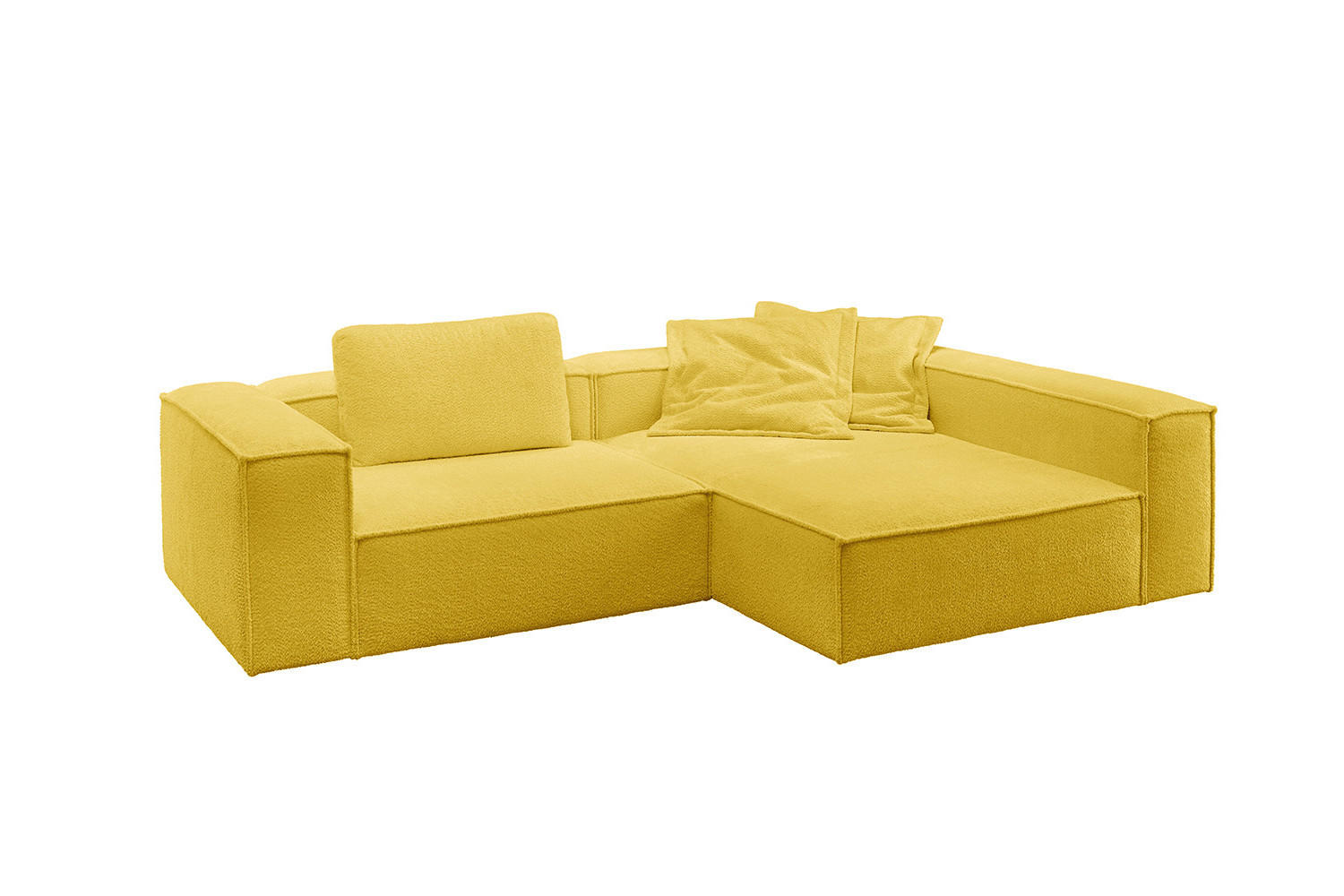 ECKSOFA CARMO Gelb Flachgewebe - Gelb/Schwarz, Kunststoff/Textil (306/191cm) - KAWOLA