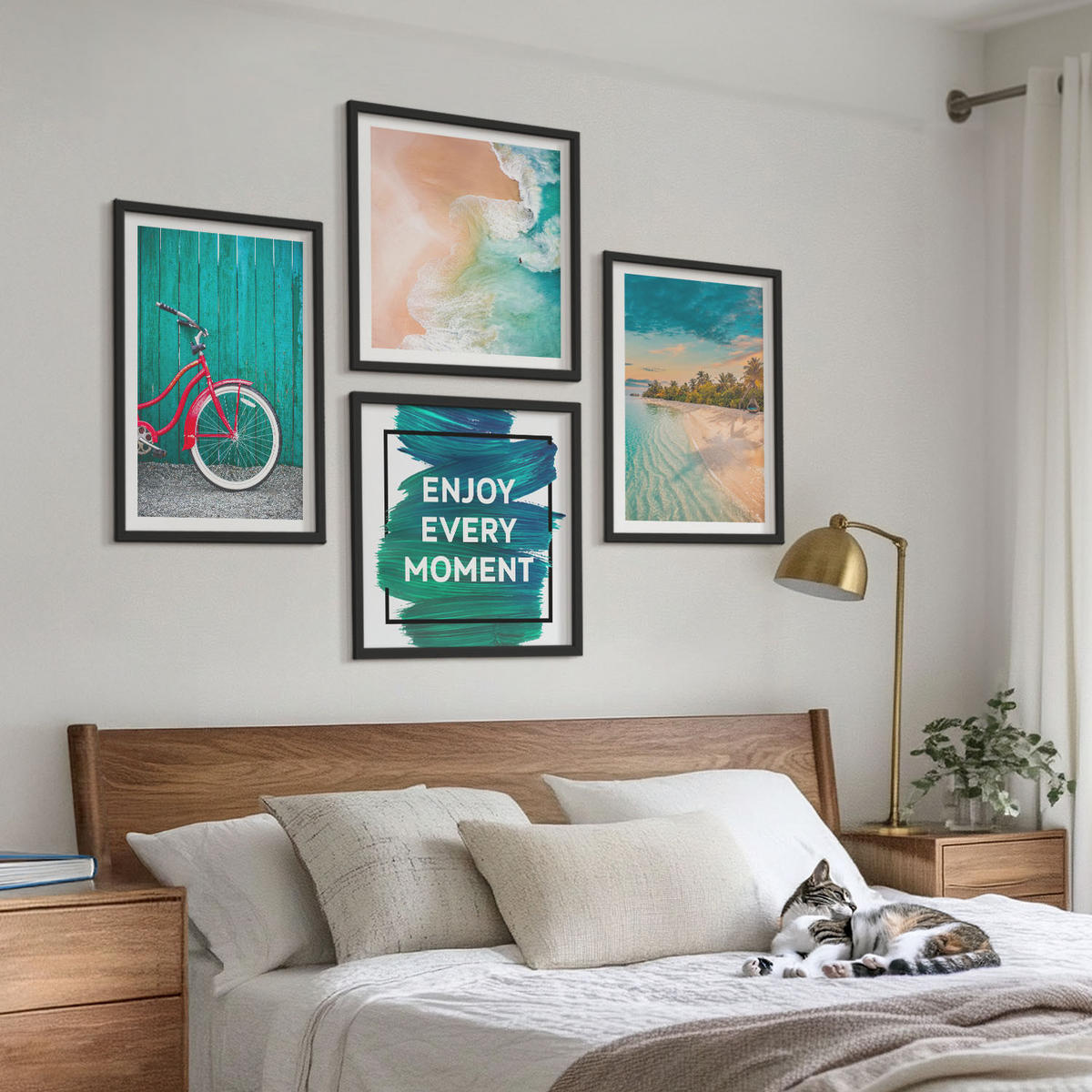 WANDBILDER 4er-Set - 50x50 cm & 40x60 cm Schwarzer Rahmen - Astronauten landen auf dem Mond - Schwarz, Kunststoff (50/50cm) - ArtPrintCave