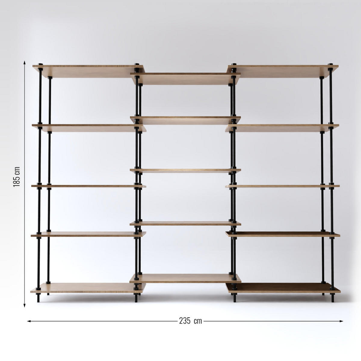 REGALSYSTEM mit Standregal 185x235x35 - Eiche San Remo, Metall (235/185/35cm) - AR Shelving