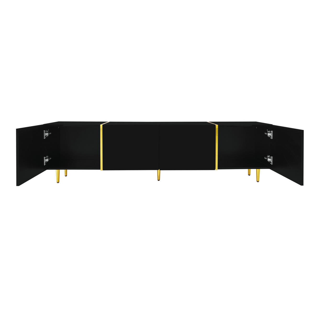 TV-SCHRANK aus MDF 170x35x46 cm Schwarz mit 4 Türen, Hochglanzoberfläche und Soft-Close-Scharnieren - Schwarz, Holzwerkstoff (170/46/35cm) - Modfu