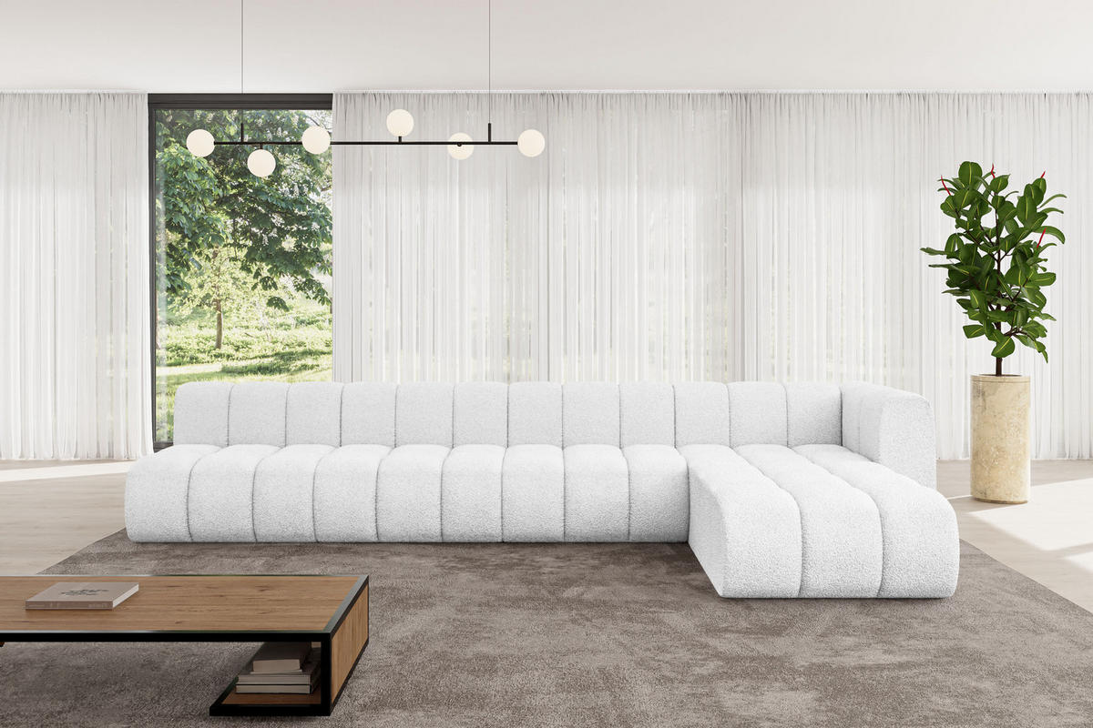 ECKSOFA modulares Sofa Darnel-L3 - 387x177x70 cm Weiß - Weiß, Holzwerkstoff/Textil (387/177cm) - ALTDECOR