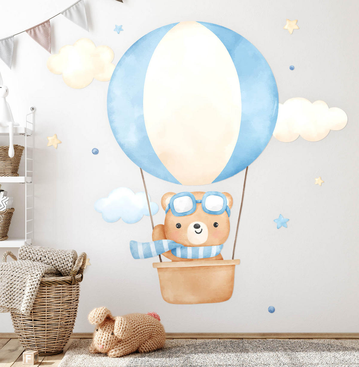 AUFKLEBER 80x122 cm Bär Ballon - Blau, Kunststoff (80/122/0.1cm) - TULUP