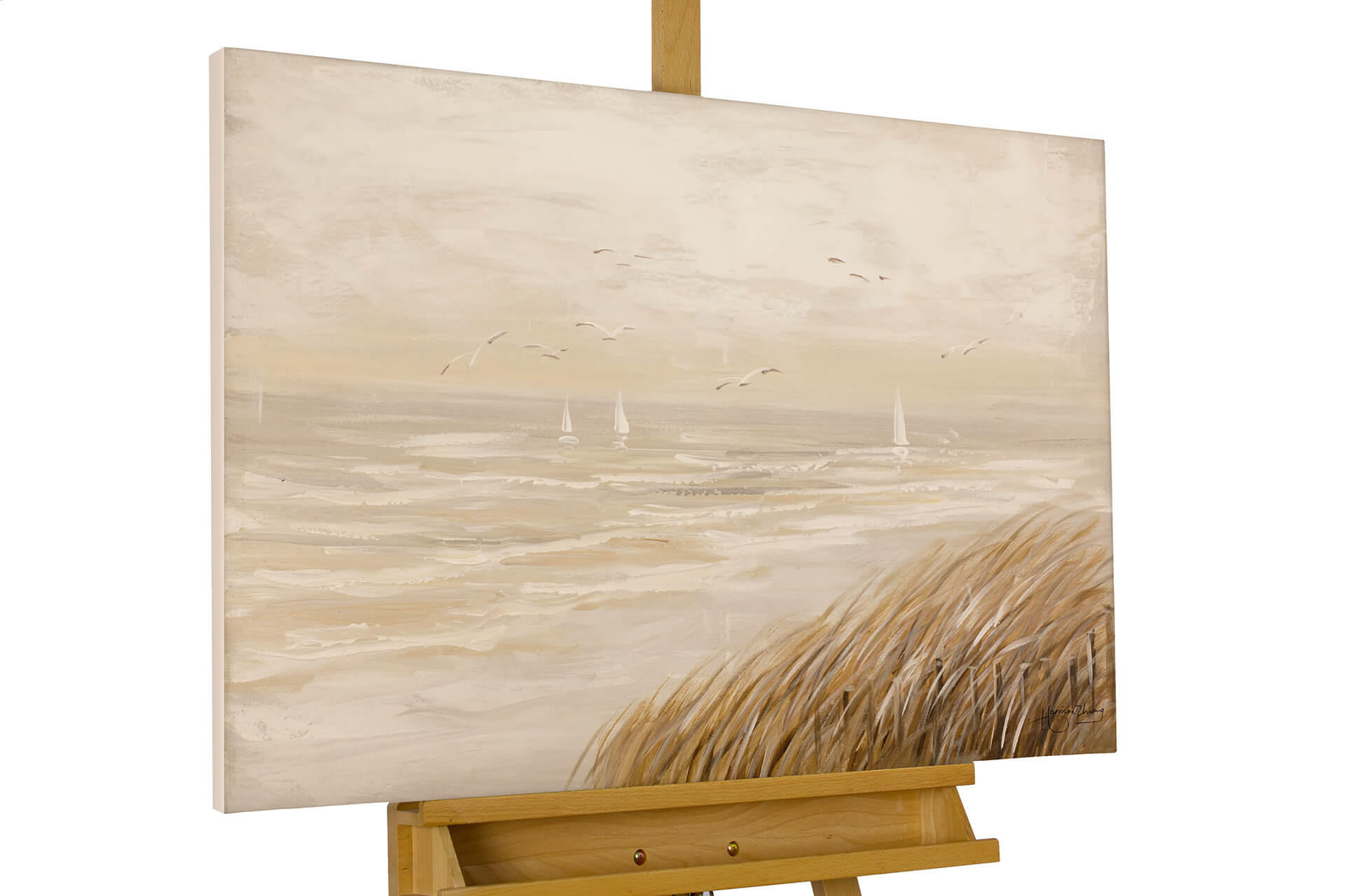 ÖLGEMÄLDE 90/60 cm - Beige, Holz/Textil (90/60cm) - KUNSTLOFT
