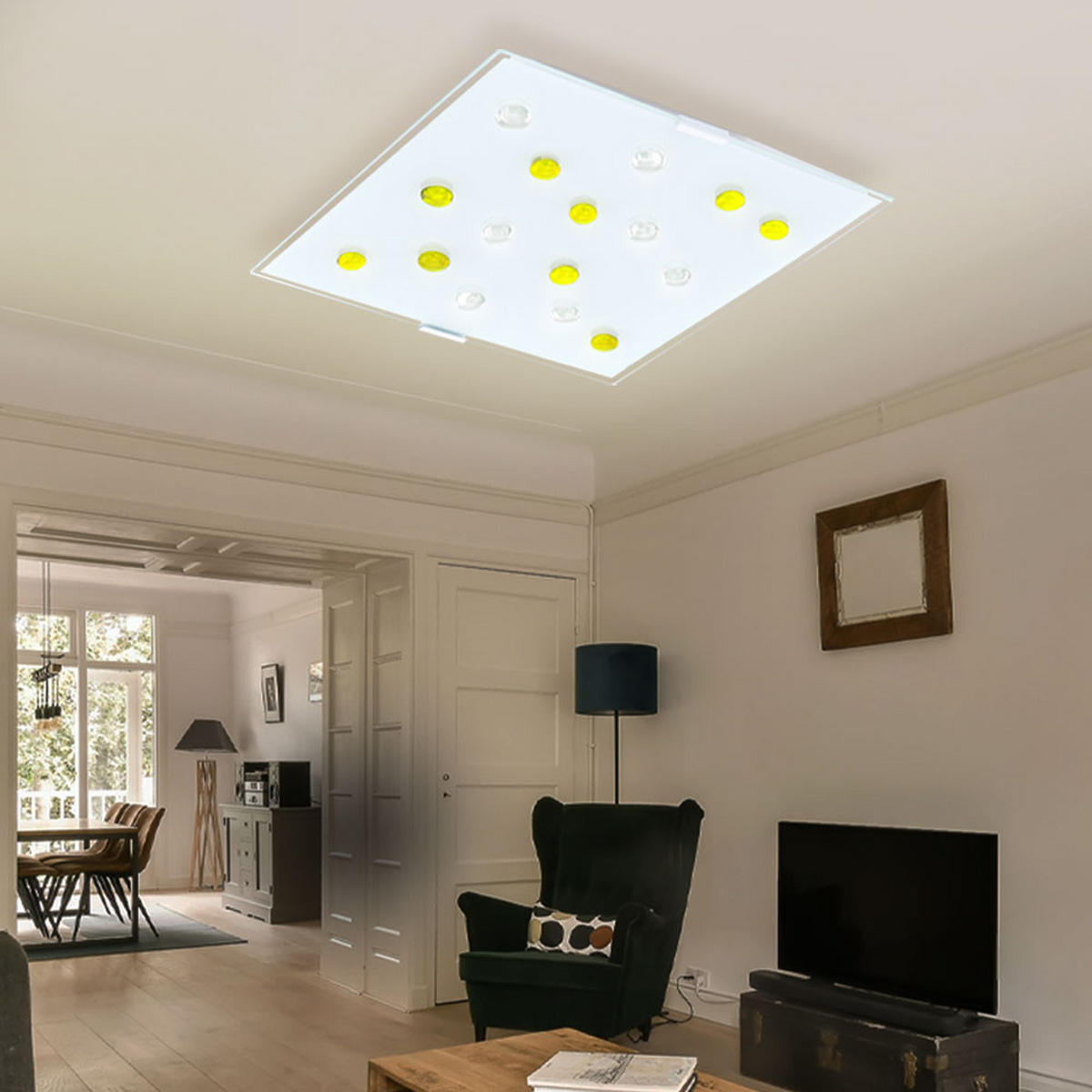 LED DECKENLEUCHTE SANTIAGO 1 Weiß satiniert - Weiß, Glas/Metall (29/29/7.5cm)