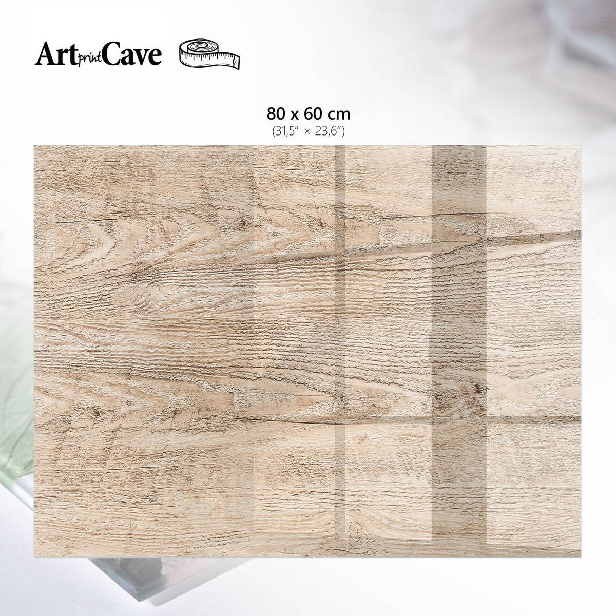 GLASPLATTE 80x60 cm – Holzstruktur - Braun, Glas (0.4/80/60cm) - ArtPrintCave