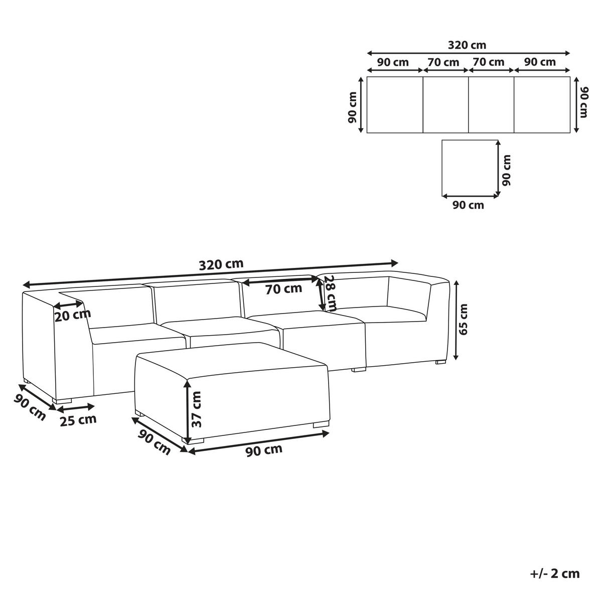 LOUNGE SET 4-Sitzer hellgrau modular Arezzo - Hellgrau, Textil - Beliani