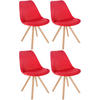 STUHL 4er Set Stoff rot - Eukalyptusholzfarben/Rot, Holz/Textil (48/81/54cm) - CLP