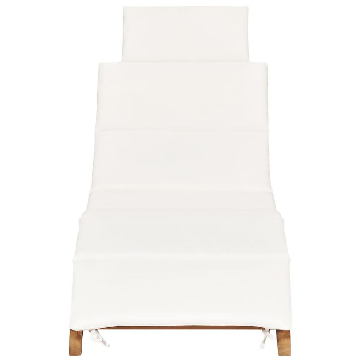 SONNENLIEGEN 2 Stk. mit Auflagen Massivholz Teak - Weiß, Holz (50/55/175cm) - furnicato