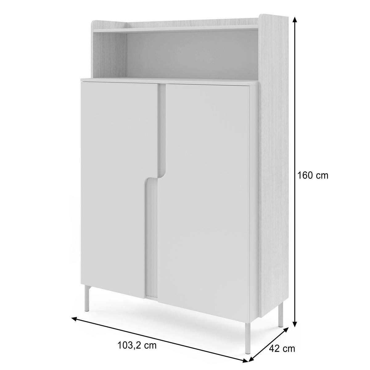 KOMMODE Positivo mit 2 Türen und offenem Regal, 103 cm, Alba-Nuss + Kaschmir - Nussbaumfarben, Holzwerkstoff (103/160/42cm) - Beautysofa