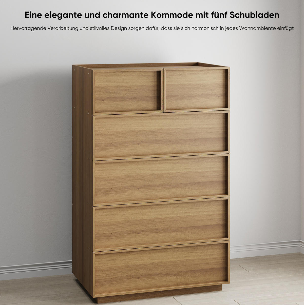KOMMODE 80/127/48 cm Eichefarben aus MDF und Spanplatte mit 6 Schubladen - Nussbaumfarben, Holzwerkstoff (48/127/80cm) - OKMYHOME