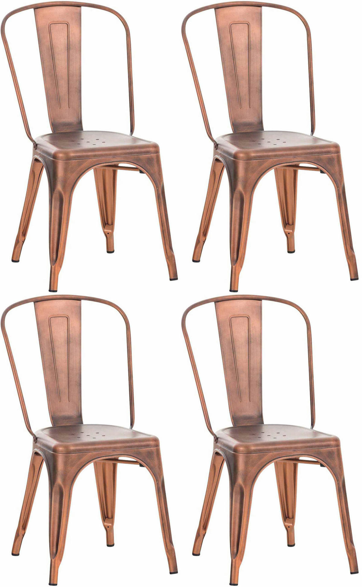 BESUCHERSTUHL 4er Set Metall kupfer - Kupferfarben, Metall (44/89/48cm) - CLP