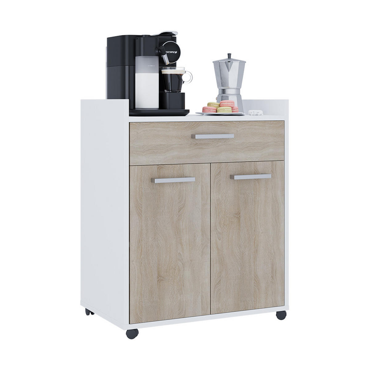 ROLLCONTAINER Ansel Weiß/Sonoma 60 x 40 cm mit Schubladen - Weiß/Sonoma Eiche, Holzwerkstoff (60/77.4/40cm) - Vicco