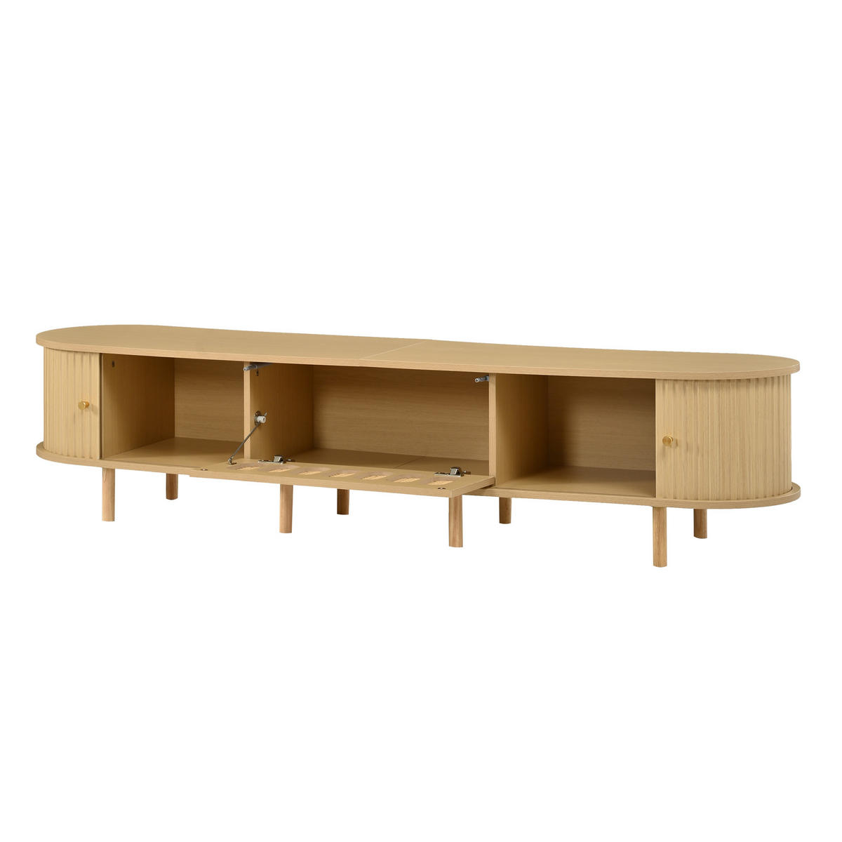 LOWBOARD DE-40410 Klapptür mit Rattan-Design und Rolltüren Helle Holzfarbe - Naturfarben, Holzwerkstoff (180/40/40cm) - ComfortXL