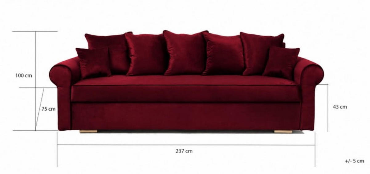 SOFA Rosa Vivia - Pink, Holzwerkstoff (237/100/85cm) - Sepro Meble