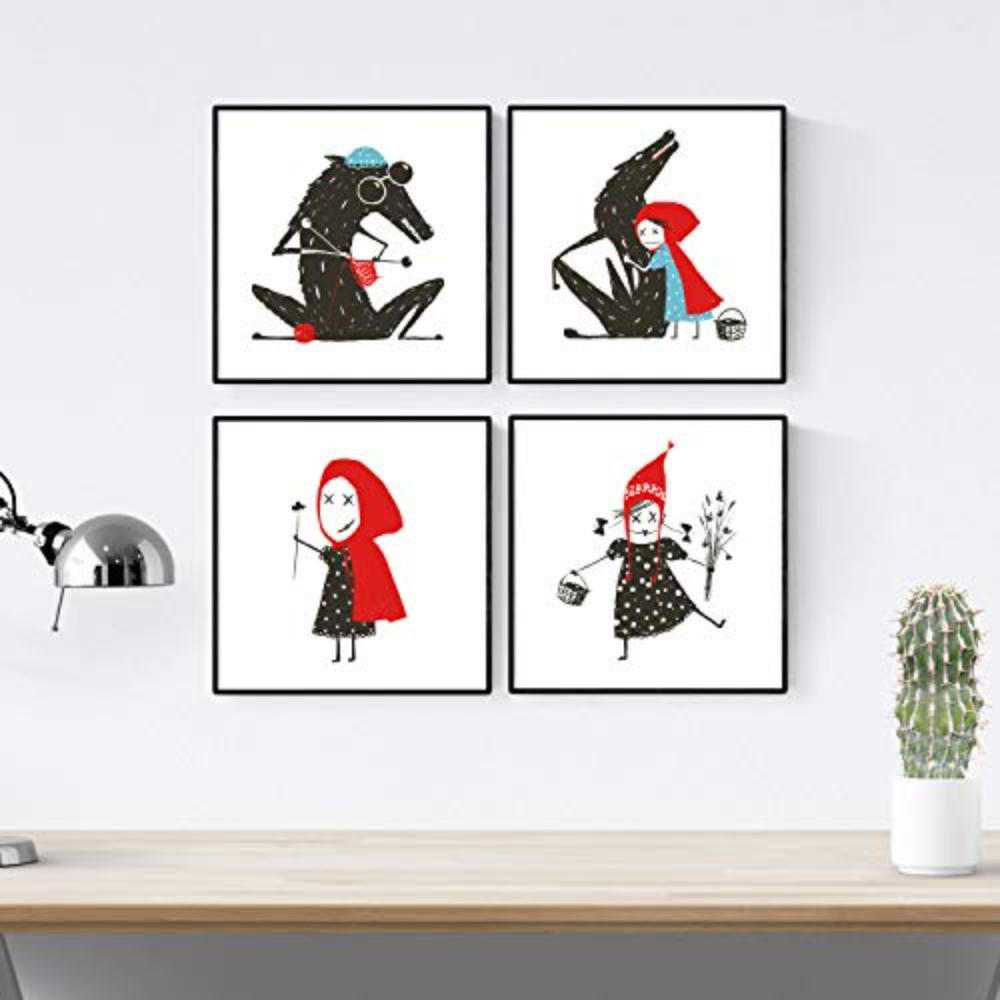 POSTER Set mit 4 Rotkäppchen 30x30 cm Rahmenlos - Klar, Papier (30/3cm) - Nacnic
