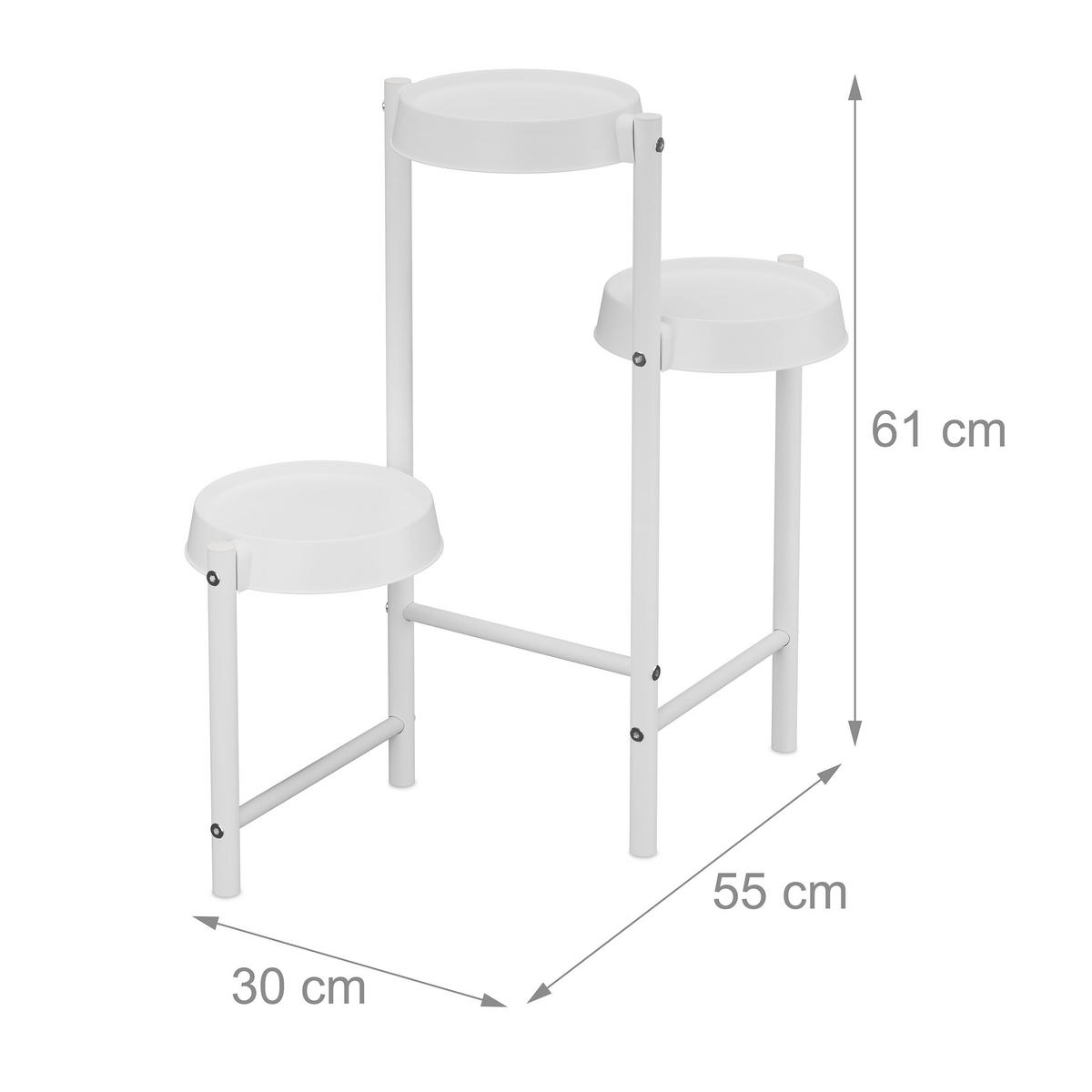 PFLANZENSTÄNDER - Weiß, Kunststoff/Metall (30/55/61cm) - Relaxdays
