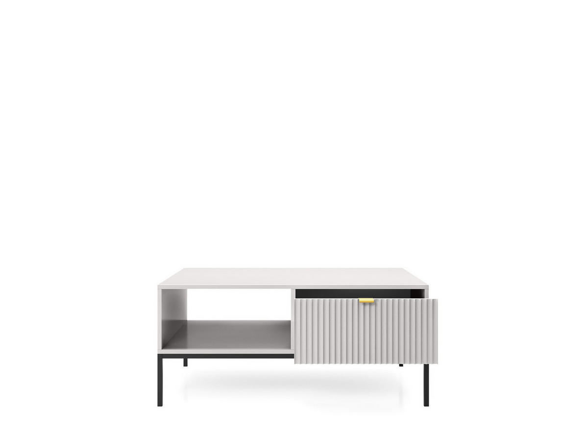 COUCHTISCH Kioto 104 cm in Grau mit Schubladen und Metallbeinen - Goldfarben/Schwarz, Holzwerkstoff/Metall (68/104/46cm) - Ravio