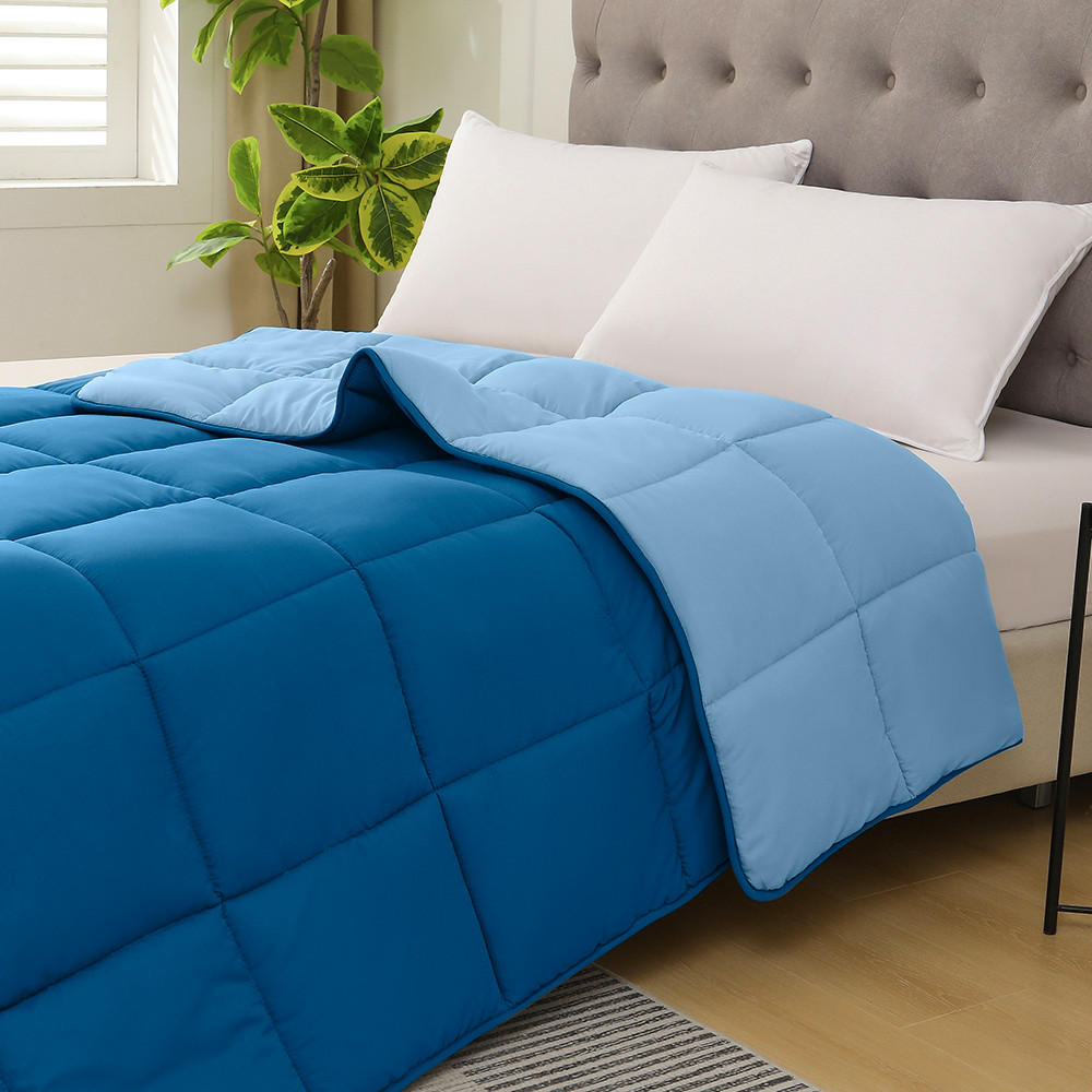 PLÜSCH Steppbett Bi-Color im Wende-Design blau 135x200 - Blau, Textil (135/200cm) - wometo