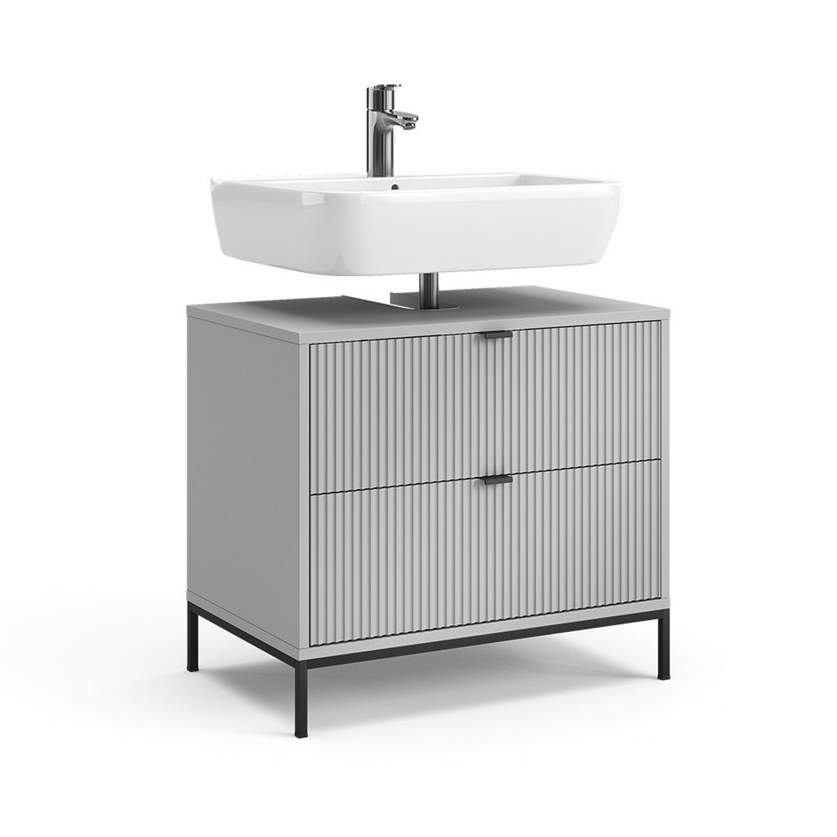 WASCHBECKENUNTERSCHRANK Eliza Grau 70 x 63 cm mit 2 ausziehbaren Schubladen - Grau, Holzwerkstoff (70/63/45.1cm) - Vicco