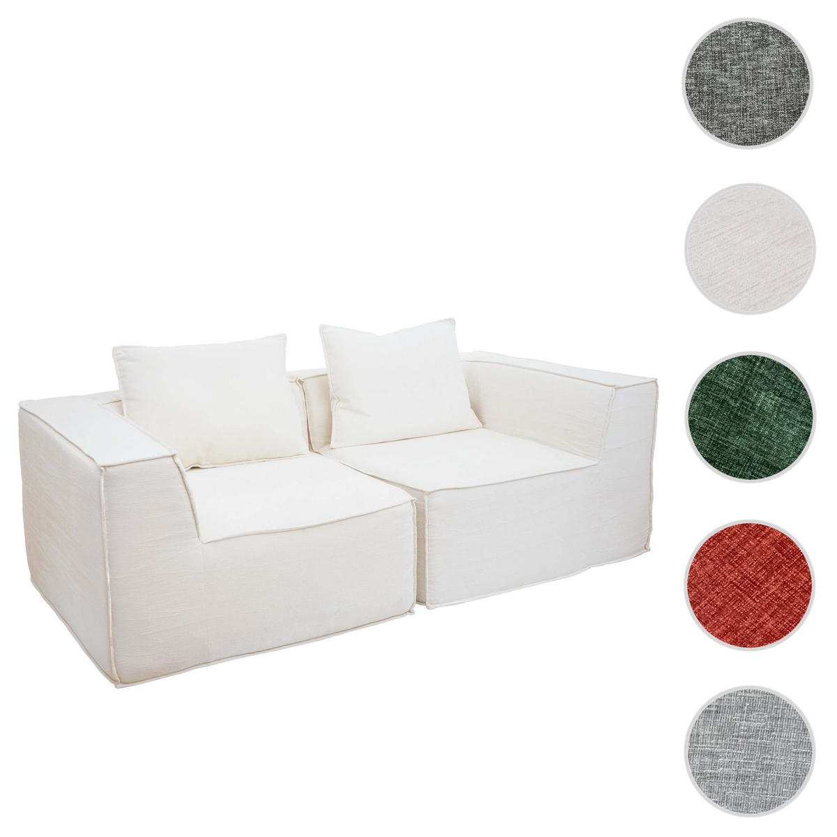 2-SEDEŽNA ZOFANJA Krema bela - bela, tekstil (194/63/97cm) - MCW