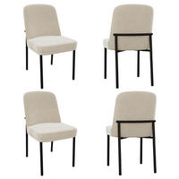 ESSZIMMERSTUHL 4er Set Samt Beige Metallbeine Schwarz Rahmen - Beige, Textil (53/82/42.5cm) - FLIEKS