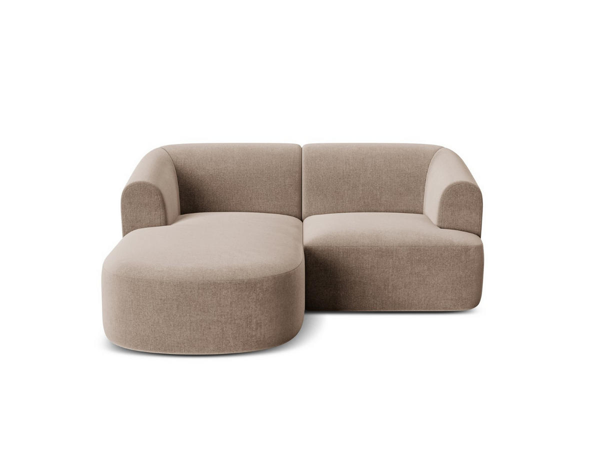 MODULARES-ECKSOFA links Campi aus Samt dunkelbeige 3 Sitzplätze - Mokka, Textil (156/180cm) - Cosmopolitan Design