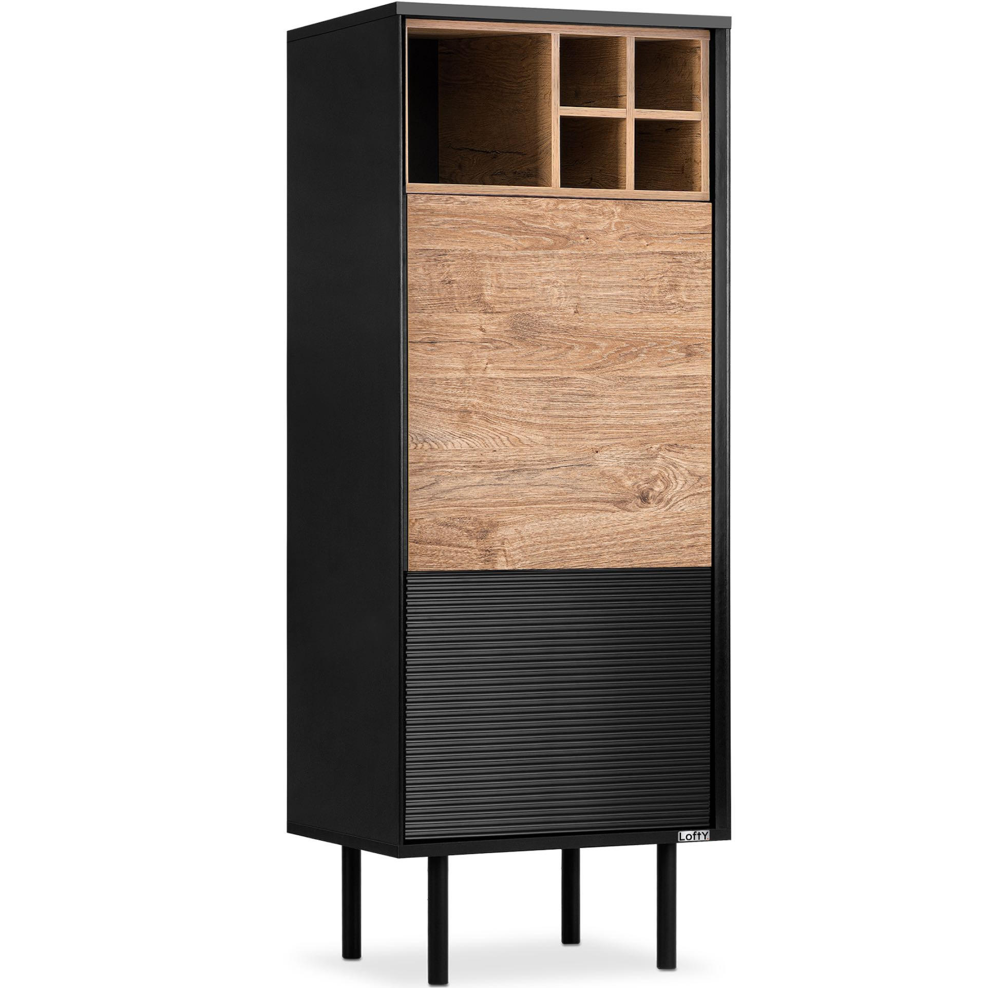 REGAL LOFTY Kreuzeinlage, schwarz / Eiche natur - Eichefarben/Multicolor, Holzwerkstoff (52/135/41cm) - KONSIMO®