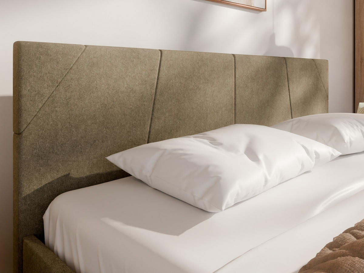 POLSTERBETT ALMORE 160x200cm Elegantes Polsterbett für modernen Wohnstil , Taschenfederkernmatratze LIORA(19cm), cappuccino - Cappuccino, Holz (160/200cm) - Panda Möbel