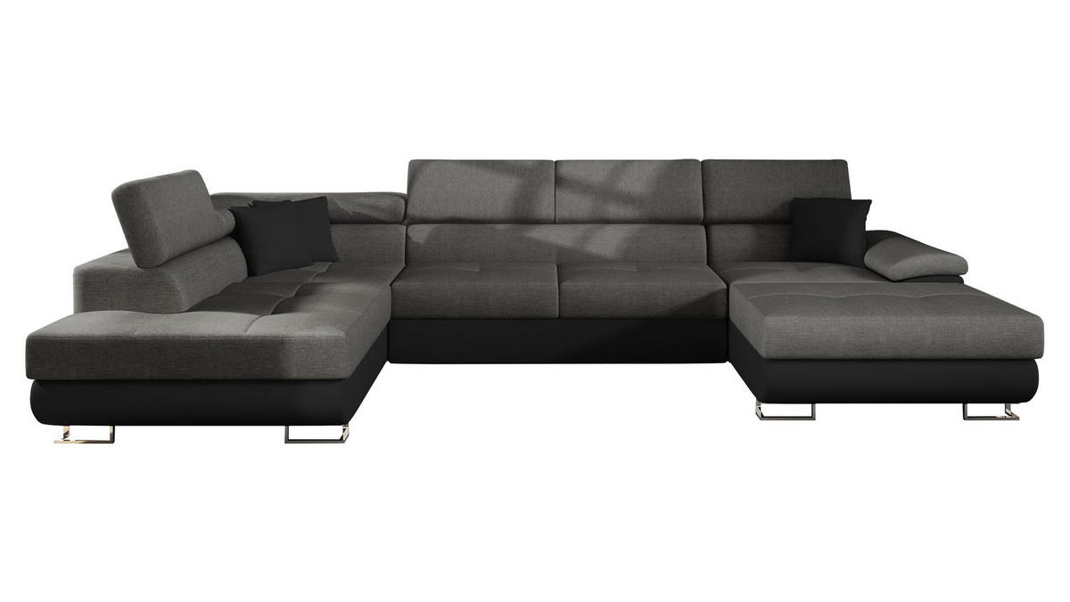 WOHNLANDSCHAFT Cotere Bis, Seite: Links - Schwarz, Holz (345/91/202cm) - MIRJAN24