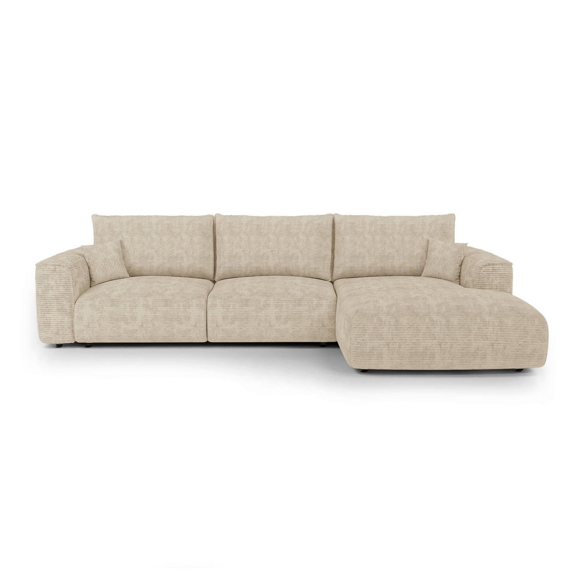 ECKSOFA rechtwinklig COMO Cord Beige 300cm - Beige, Textil (300/165cm) - Premium Interiors