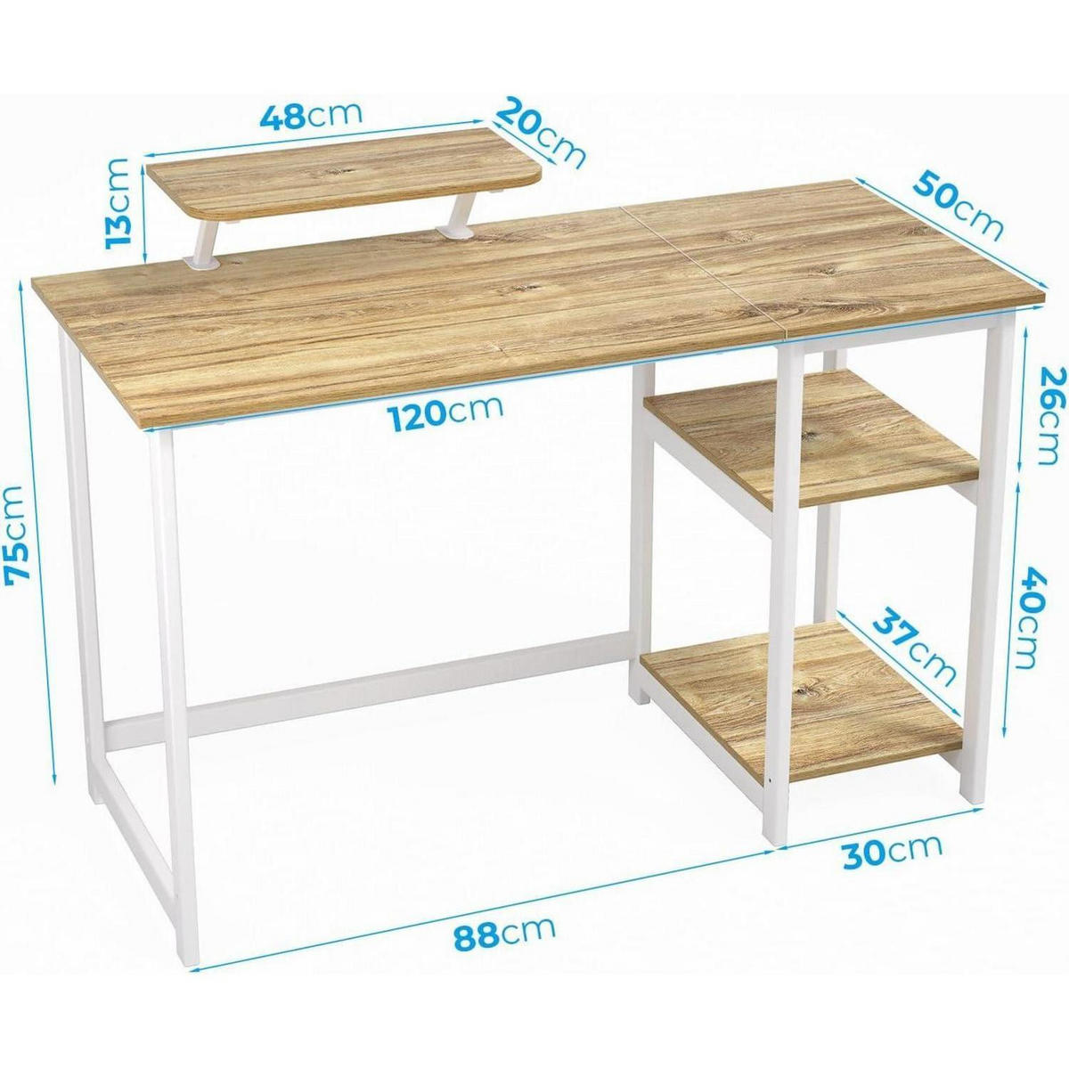 SCHREIBTISCH mit Stauraum und Monitorständer 120 x 50 cm Beige - Beige, Holzwerkstoff (120/55/75cm)