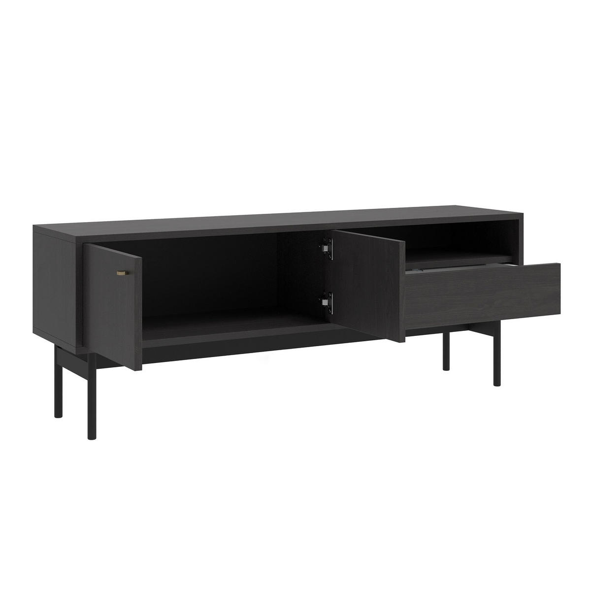 TV-STOLEK Olar II Jasan Portland černý 154 cm - černá/zlatá, kov/kompozitní dřevo (154/56.6/38cm) - Selsey
