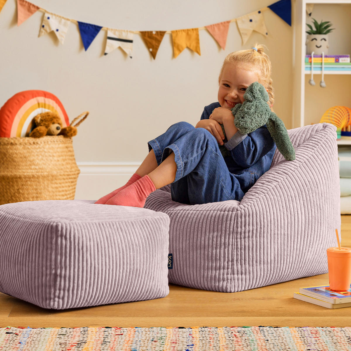 KINDERSITZSACK mit Hocker Natalia - Flieder, Textil (55/44/55cm) - icon
