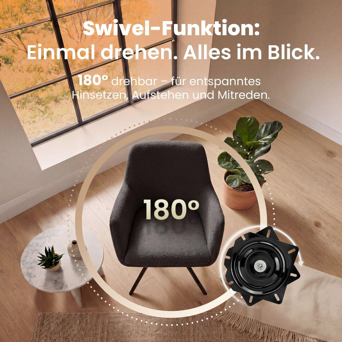ESSZIMMERSTUHL Stoff Dunkelgrau - Dunkelgrau/Schwarz, Textil/Metall (56/82/58cm) - CLP