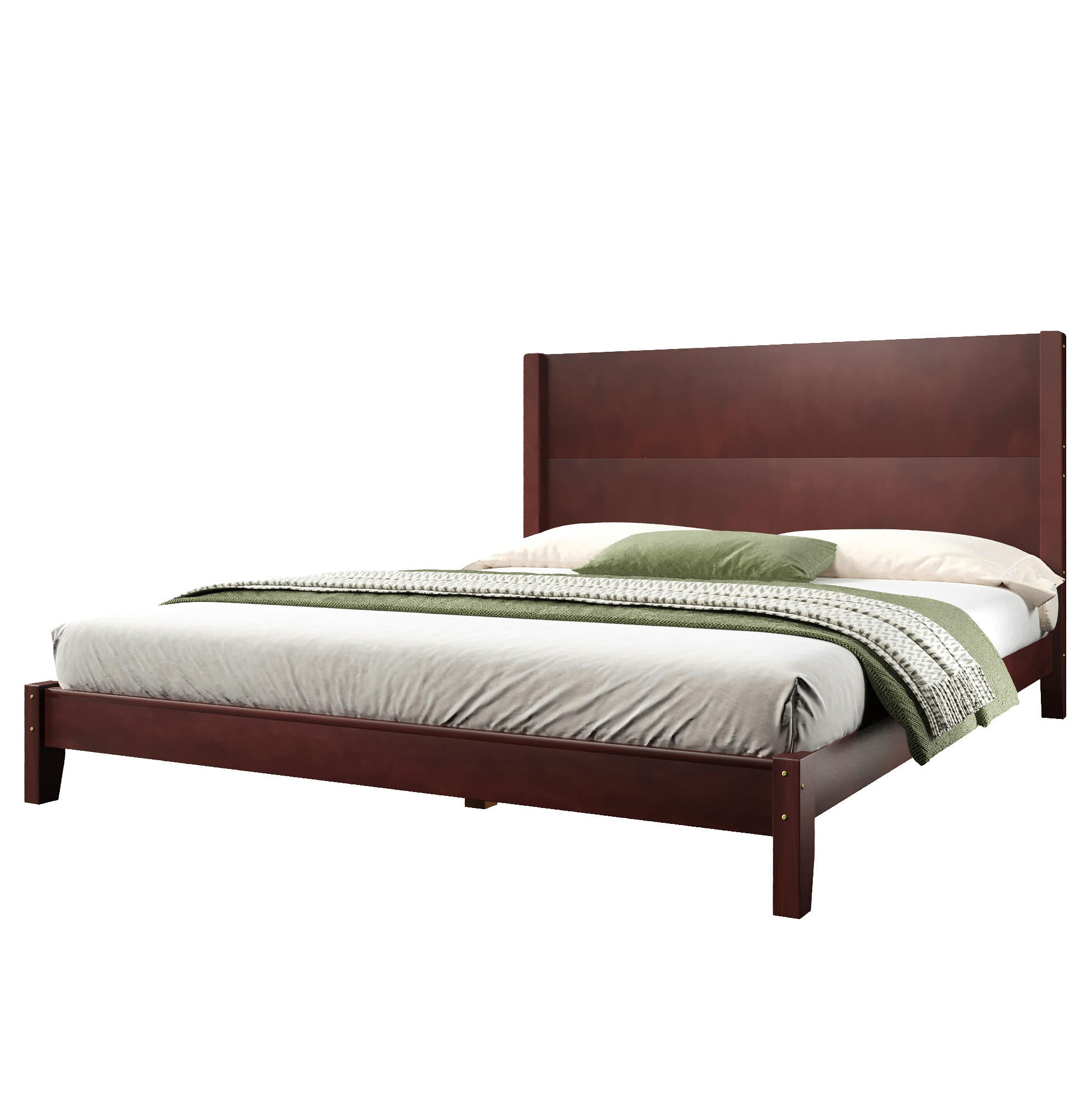 POSTEĽ 160/200 cm hnedá s čelom a roštom z MDF a preglejky - hnedá, kompozitné drevo (160/200cm) - OKWISH