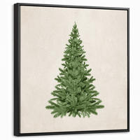 LEINWAND Bilder mit Rahmen - Weihnachtsbaum - Grün - Weihnachten - Feiertage - 50x50 - Olivgrün, Textil (50/50cm) - MuchoWow
