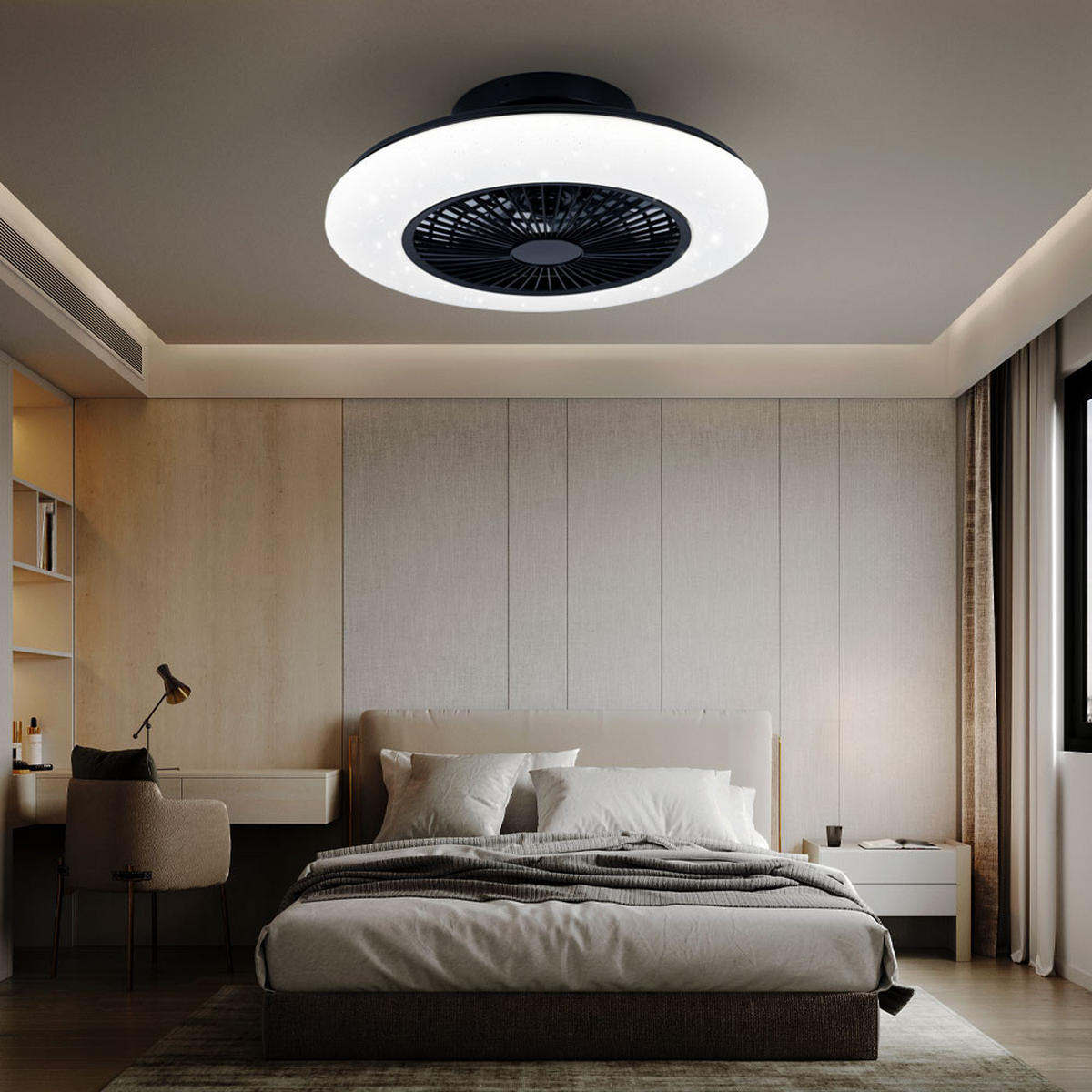 LED DECKENLEUCHTE STRALSUND Schwarz Kunststoff - Schwarz, Kunststoff (50/50/16cm)
