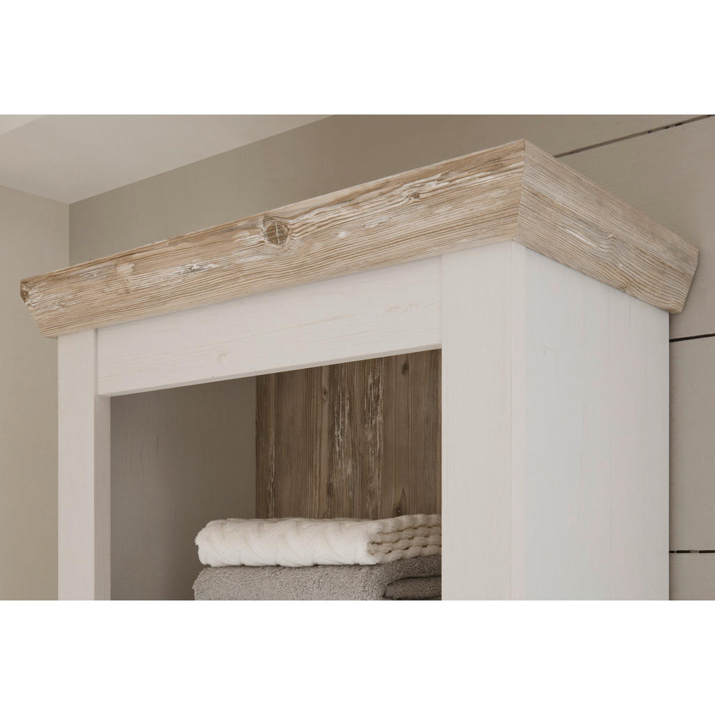 Thumbnail - Furn.Design Bad-Hochschrank, Weiß, Pinien, Holzwerkstoff, Nachbildung,Pinie, Uni, 4 Fächer, Sockel, 42x200x35 cm, Badezi...