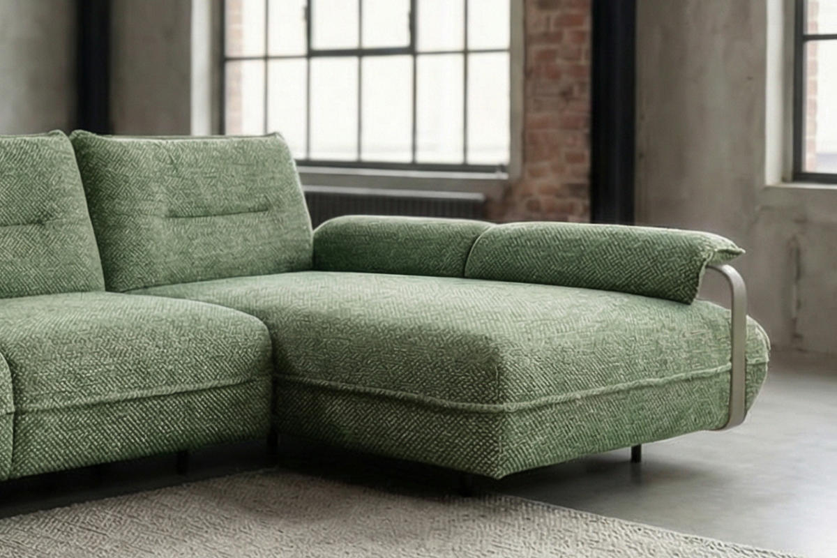 ECKSOFA ANISSA Grün Flachgewebe - Schwarz/Grün, Kunststoff/Textil (185/297cm) - KAWOLA