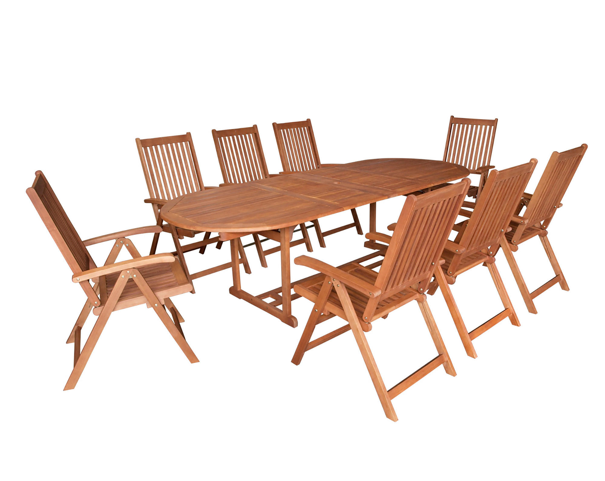 GARTEN-ESSGRUPPE Laguna, 9-teilige Sitzgruppe, Eukalyptus geölt, FSC®-zertifiziert - Braun, Holz - TPFGarden