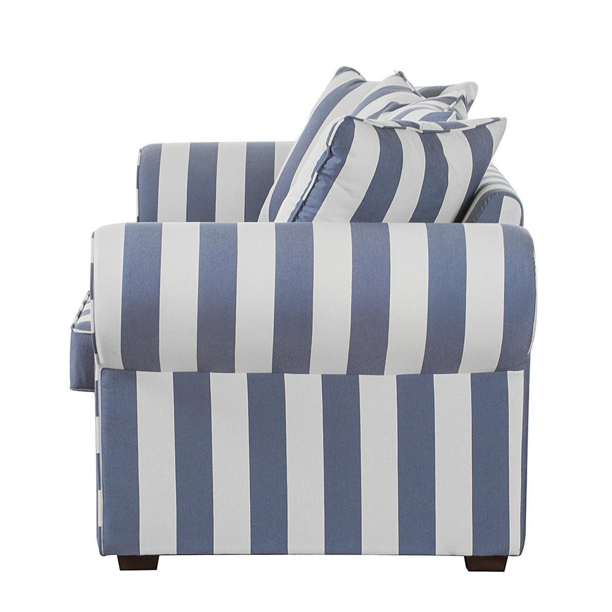 3-SITZER SOFA - Webstoff - Blau/Dunkelbraun, Buchenholz/Textil (217/88/88cm) - home24