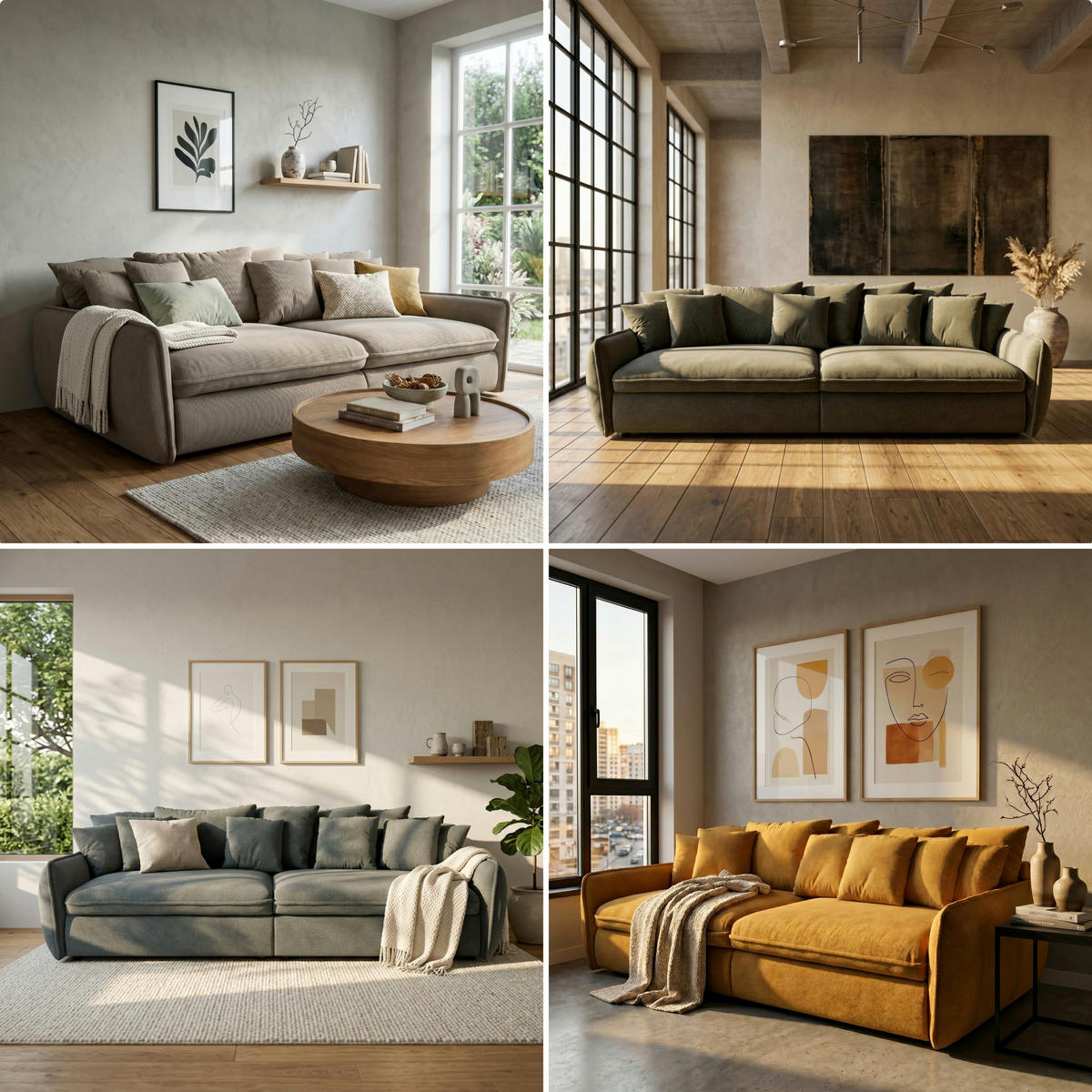 BIGSOFA Hereford Cord Dunkelgrün inkl. 11 Kissen 234/131/61 cm - Dunkelgrün, Kunststoff/Textil (234/61/131cm) - foamnova