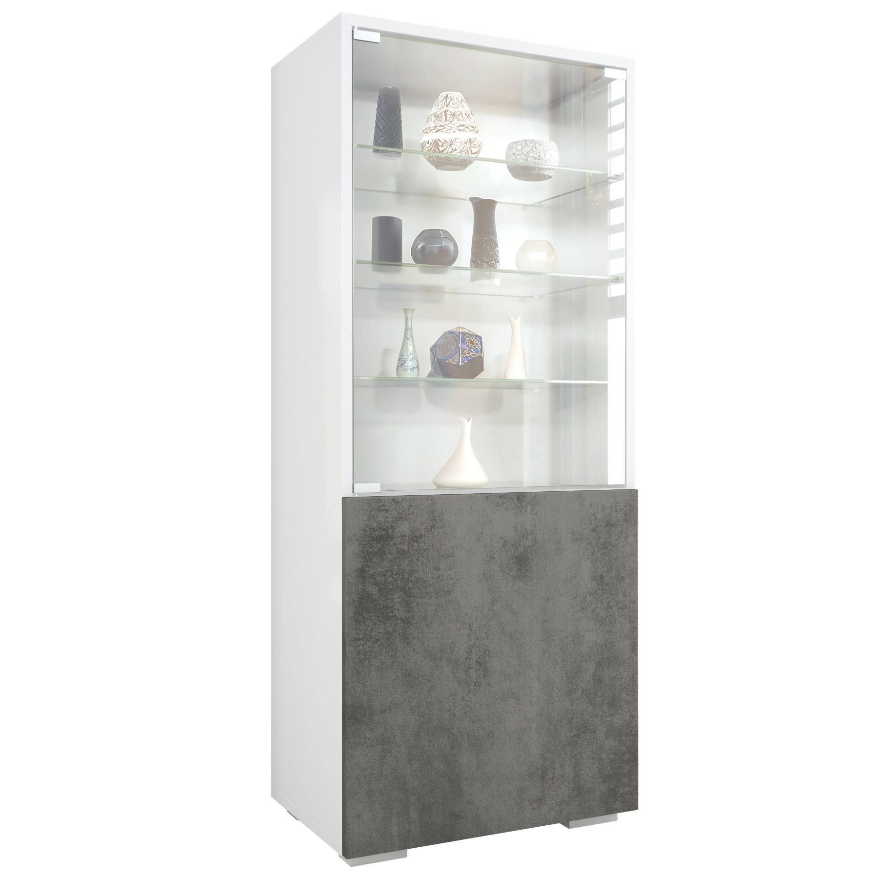 VITRINE Granada Beton Dunkel Optik - Dunkelgrau, Holzwerkstoff (50/122.5/34.5cm) - Vladon