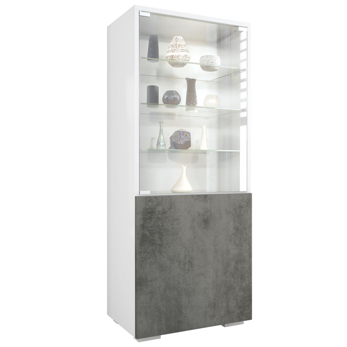 VITRINE Granada Beton Dunkel Optik - Dunkelgrau, Holzwerkstoff (50/122.5/34.5cm) - Vladon