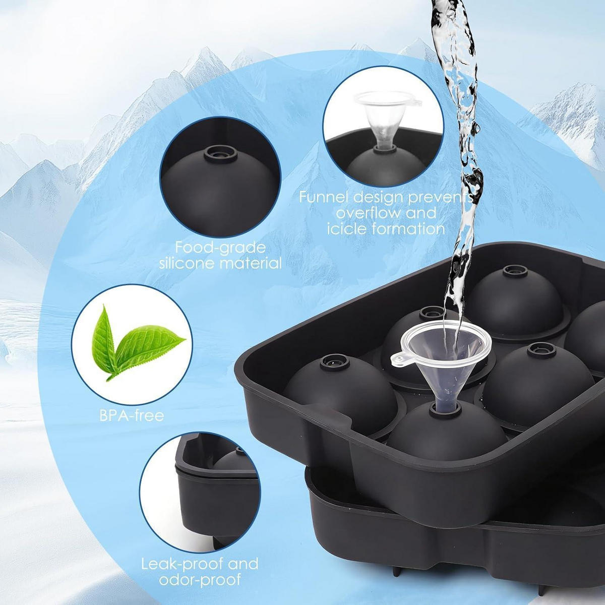 EISWÜRFELFORM Silikon 2er Set mit Deckel BPA-frei - Schwarz, Kunststoff (1/1/1cm)