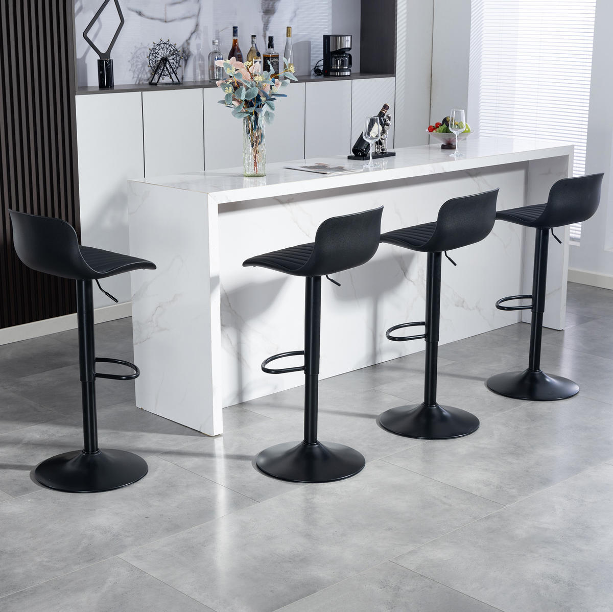 BARHOCKER Schwarz höhenverstellbar mit 360°-Drehfunktion - Schwarz, Metall (44/80/43cm) - MIVRAY