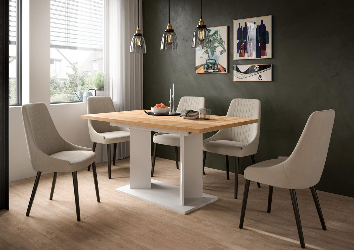 ESSTISCH GUSTAV (B/H/T: ca. 190/76/90 cm) in weiß/Artisan Eiche Nachbildung - Weiß, Holzwerkstoff (90/190/76cm)