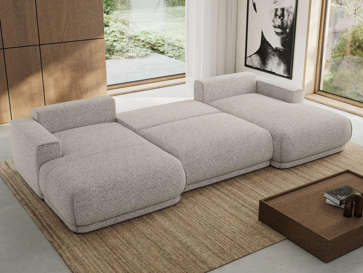 SEDACIA SÚPRAVA RINA U Svetlosivá Štruktúra - čierna/svetlosivá, textil/plast (360/85/170cm) - MKS